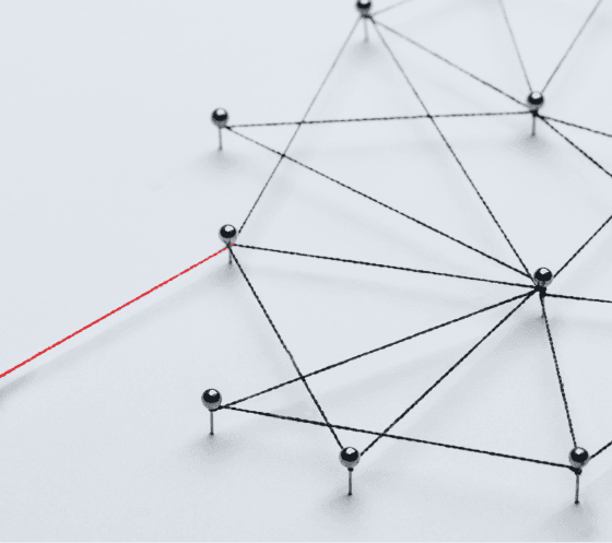 Abstract network of connected nodes representing service design
